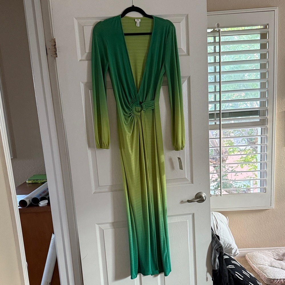 River Island Green to Yellow Ombre Long Sleeve Dress